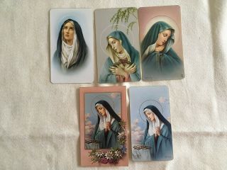 SPECIAL 5 Catholic Vintage HOLY CARDS Sorrowful Mary Mother of Jesus 2