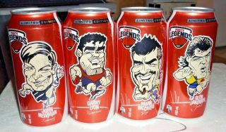 Collectable Coca Cola Cans - Set Of 4 Ltd Ed Footy Legends Coke Norm 440ml Cans