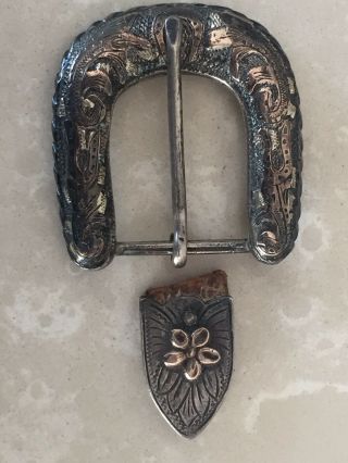 Vintage 2 Piece Sterling Silver.  925 Mexico Belt Buckle 43.  6,  6.  6=50.  2 Grams