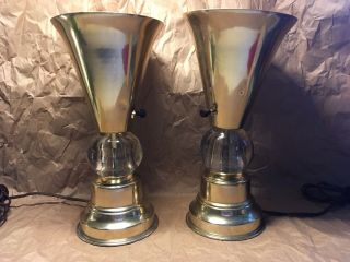 Vintage - Torchiere Lamps - Art Deco Or Mid - Century - Up Lights - Pair