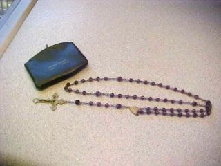 Vintage Catholic Rosary Beads With Zippered Bag