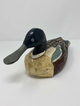 Rare Vintage Italian Wood Duck Decoy Hunting Mallard Made In Italy.
