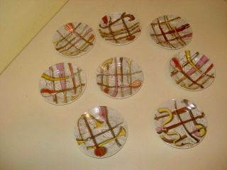 Rare Vintage Set Of Miniature Small Plates By Fornasetti Musicale Pattern