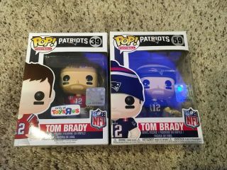 Funko Pop Nfl Patriots Tom Brady 59 & 39 Toys R Us Set Of 2