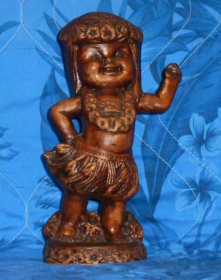 Vintage Young Hawaiian Hula Dancer " Treasure Craft Hawaii " Ceramic Figurine Rare