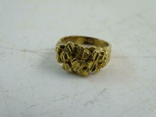 Vintage 10k Solid Yellow Gold Italian Nugget Cocktail Ring 4.  8 Grams Size 7.  75