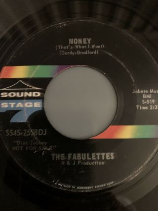 Fabulettes Money Sound Stage 7 45,  R&b,  Soul Girl Group Orig Rare Vinyl