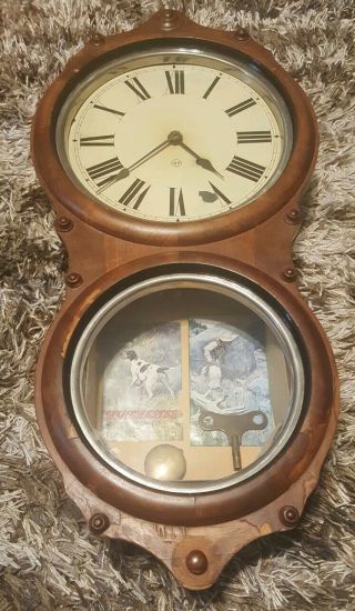 Antique 1879 Seth Thomas Calendar Clock No.  1 Two Window Wood Case Parts Repair