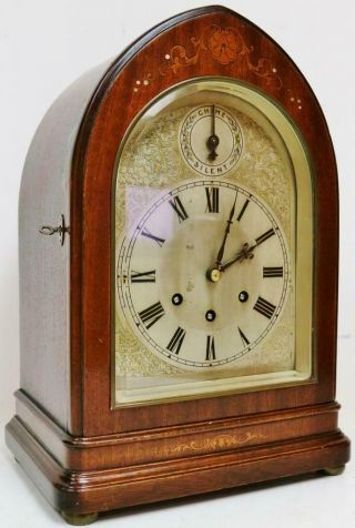 Antique Gustav Becker 8 Day Lancet Top Westminster Chime Musical Bracket Clock