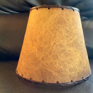 Vintage Brown Fiberglass Small Clip On Lamp Shade Mid Century Modern Mcm