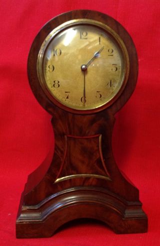 C.  1900 Art Nouveau French Walnut Balloon Mantel Clock,  Made In France,