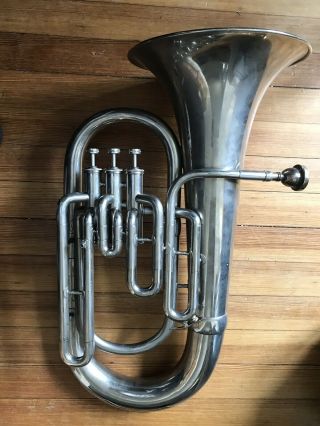 Vintage Tri - Star Euphonium Horn Brass Silver Finish
