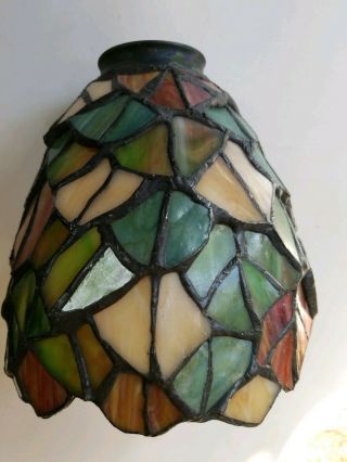 Antique Arts & Crafts Stained Slag Glass Light Shade Ceiling Fan Lamp Sconce