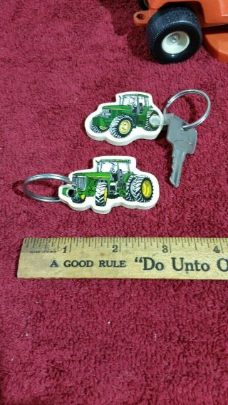 Vintage John Deere Advertising Key Chain - Farm Tractor Dealer Sign Findlay Ohio