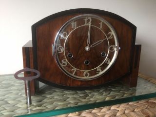 Haller Art Deco Westminster Chiming Clock,  Fully Serviced,  Re - Bushed With Key