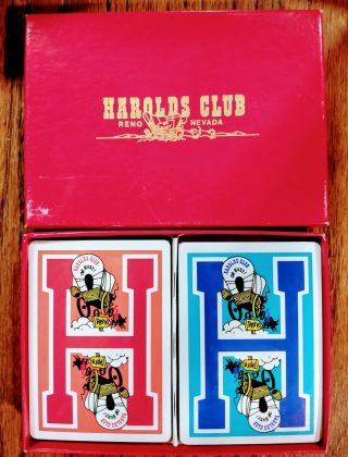 Vintage Harolds Club Las Vegas Casino Playing Cards Reno Two Pack Box.