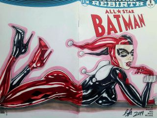 Harley Quinn Art All Star Batman 1 Blank Sketch Cover Dc Comics Rebirth