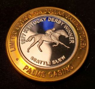 Palms Casino $10 Silver Strike Token Seattle Slew 1977 Kentucky Derby Winner 999