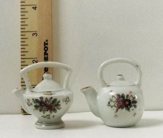 Teapot Coffee Pot Salt And Pepper Shakers Floral Little Handles Made In Japan