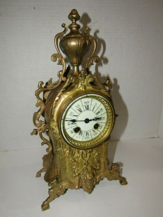 ANTIQUE FRENCH MANTEL CLOCK,  8 DAY,  TIME/STRIKE,  KEY - WIND 2