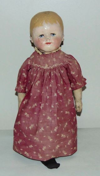 EARLY ANTIQUE Doll MARTHA CHASE Stockinette AMERICAN Antique Dress 2