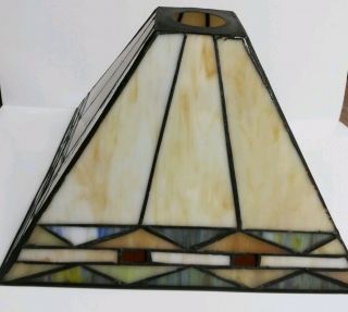 Tiffany Style Lamp Shade Stained Glass Art Deco Medium Pyramid Shape Leaded