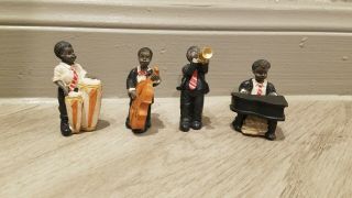 Vintage Black Americana Set Of 4 Miniature Musicians Figures - Missing Base