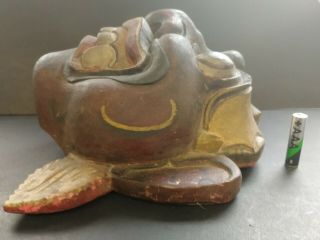 Old wooden mask prob from Bali / Balinese Big eyes and big teeth Dark red colour 2