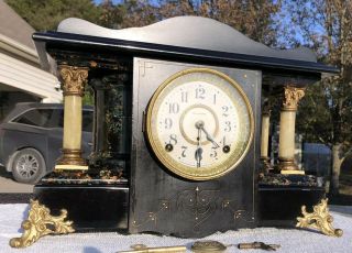 1910’s Antique Seth Thomas Mantel Shelf Clock Correctly Adamantine 3