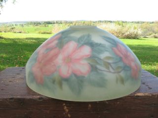 Reverse Painted Glass Lamp Shade Large Floral 15.  75 "