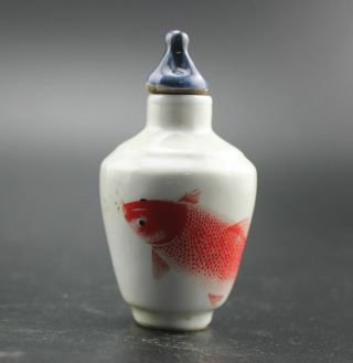Oriental Antiques Fine Antique Chinese Fish Porcelain Snuff Bottle