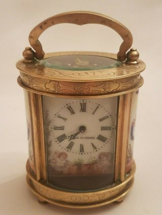 Antique Small French Oval Carriage Clock,  Perfectly - Made In France