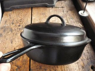 Vintage Griswold Cast Iron Deep Skillet Frying Pan 8 W/ Lid Cover - Ironspoon