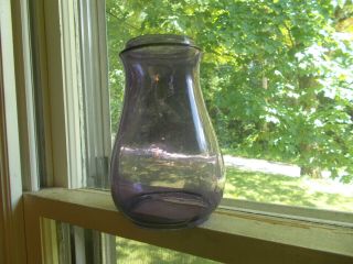 Antique Amethyst Glass Antique Barn Lantern Globe Over 100 Yrs Old 6 5/8 " Tall