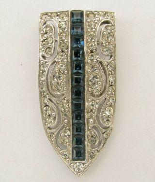 Vintage 1990s Kenneth Lane Art Deco Dress Clip Calibre Stones Cutout Vtg Jewelry