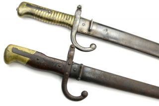 Two Antique 1871 & 1876 Dated French Swords With Scabbards,  Well Marked
