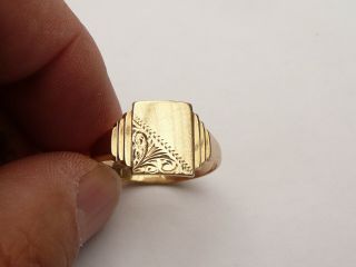 Fab Mens Vintage Large Solid 9ct Gold Signet Ring Size Z,  1 22.  3mm Dia 4.  5 Grams