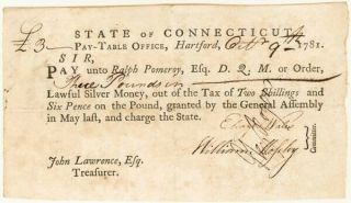 Connecticut Revolutionary War Document - Other Similar Items Available