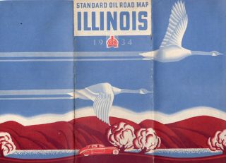 1934 Standard Oil Road Map Of Illinois