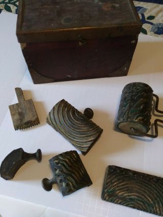 Vintage Faux Graining Tool Set In Wooden Box.  Antique Artisan 