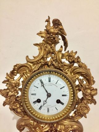 Antique Gilt Bronze French Mantle Clock By Japy Freres Silk Suspension C1850 3
