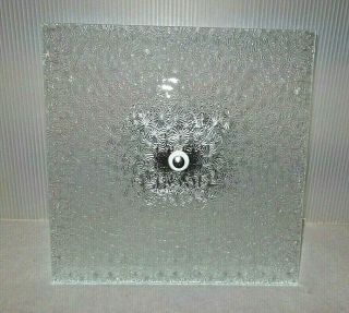 Mcm Vintage Flat Square Glass Flush Mount Ceiling Light Kit Starburst 12 "