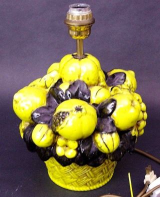 Vintage Controllato Italian Fruit Basket Ceramic Table Lamp Numbered Italy