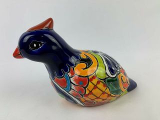 9 " Quail Pheasant Bird Animal Figurine Mexican Talavera Ceramic Pottery Folk Art