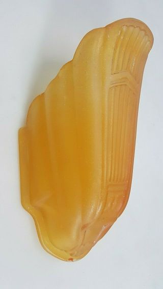 Vintage Markel M.  E.  P Art Deco Orange Glass Shades Slip Shade Wall Sconces Lights