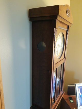 Antique Gustav Becker Wall Clock w/Pendulem - Solid Wood Beveled Glass - As - Is 3