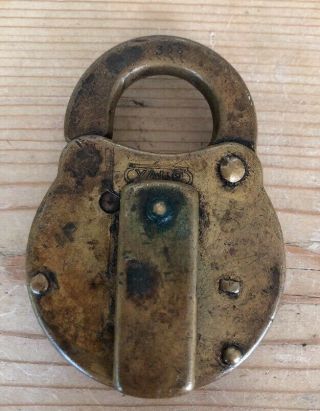 Vintage Large 3” Antique Brass Yale & Towne Lock Padlock - No Key