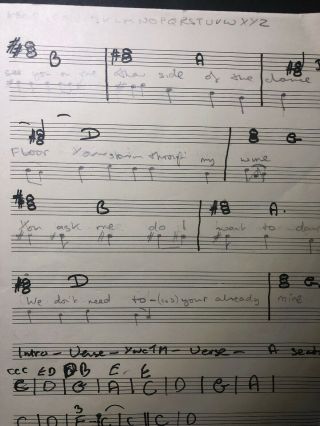 John Entwistle Owned Handwritten Lyrics To " Untitled " Song With