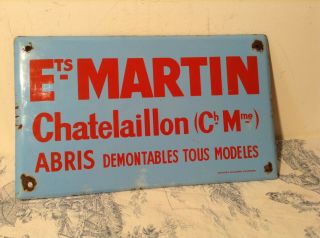 Vintage French Enamel Advertising Sign - Ets Martin (3201)