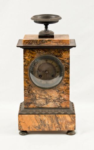 French Empire Marble & Bronze Mantel Clock @ 1830